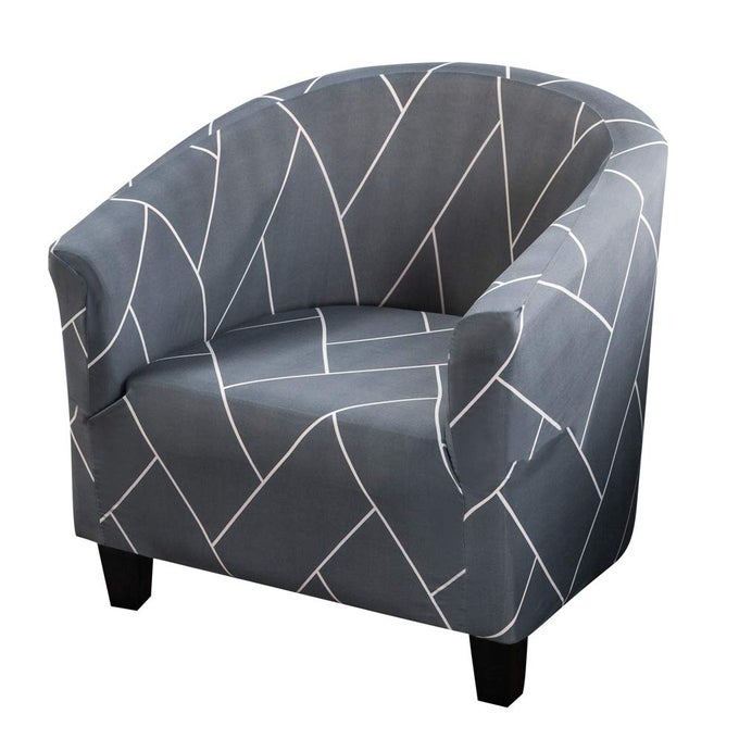CLUB CHAIR SLIPCOVER 1 PIECE STRETCH TUB CHAIR COVER SOFT SPANDEX ARMCHAIR SOFA SLIP COVER REMOVABLE WASHABLE COUCH FURNITURE PROTECTOR FOR LIVING ROOM HOTEL GREY BLUE