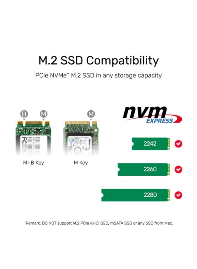 UNITEK USB-C to Dual M.2 PCIe / NVMe SSD Enclosure with Offline Clone, delivering ultra-fast 20Gbps transfer speeds, Backup & Revovery, All Data Dupilication, Sync to a new larger M.2 SSD. Supports M.2 NVMe SSD sizes (2230/2242/2260/2280) and works with Windows, Mac, PS5, and Linux, Tool Free Premium aluminum housing.  - Image 5