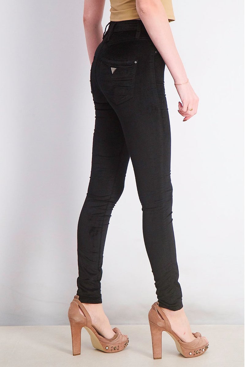 GUESS Women Belt Loops Super High Rise Skinny Pants, Black  - Image 2