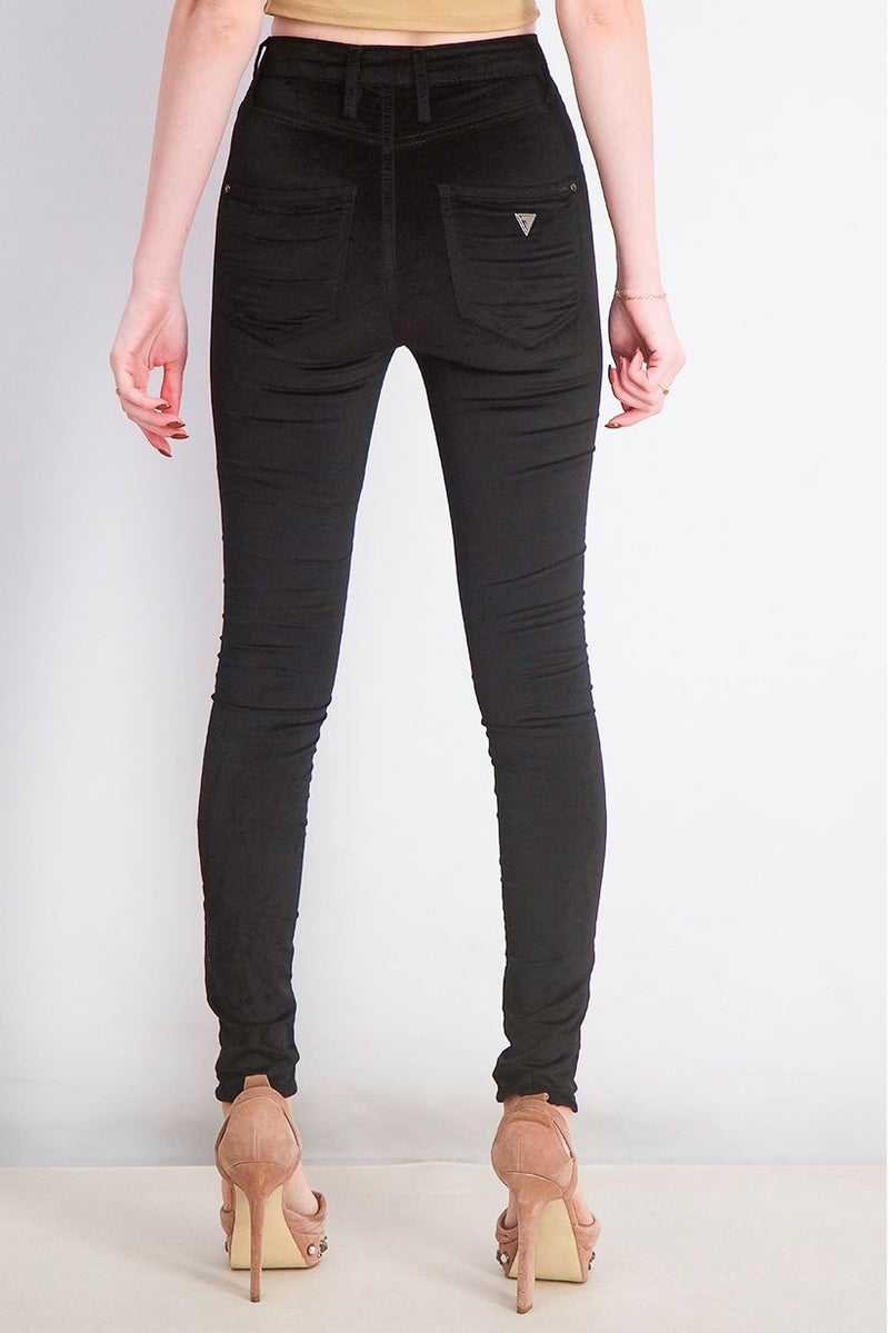 GUESS Women Belt Loops Super High Rise Skinny Pants, Black  - Image 4