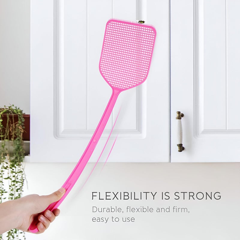 Fly Swatter - The Ultimate Plastic Tool for Effortlessly Catching Pesky Insects with Long Handles in Vibrant Random Colours (4 piece of the color shown) - Image 3