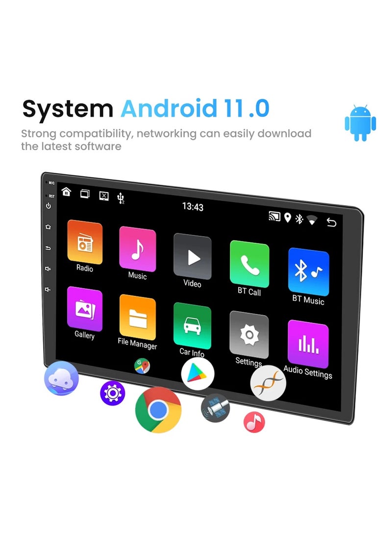 Touch Screen Car Stereo 10 inch Full HD 1080P, Android 11.0 System - IOS and Car Android MirrorLink - Car Display Touchscreen