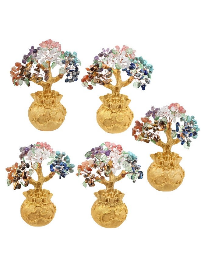 Nupuyai Nupuyai 7 Chakra Crystal Money Tree with Money Bag Base for Wealth Luck, Healing Stone Feng Shui Tree Bonsai Tree Decoration for Home Office - Image 2