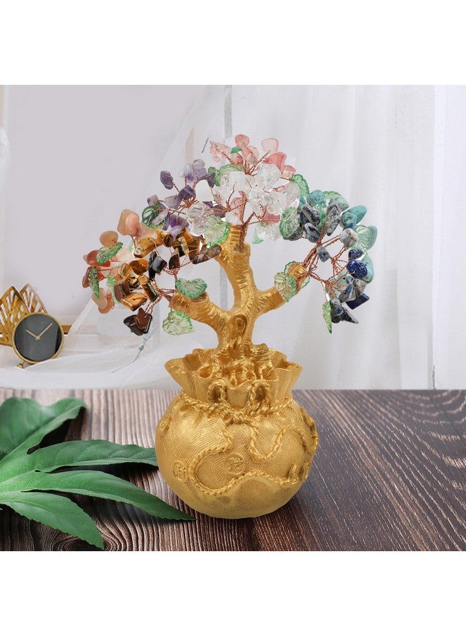 Nupuyai Nupuyai 7 Chakra Crystal Money Tree with Money Bag Base for Wealth Luck, Healing Stone Feng Shui Tree Bonsai Tree Decoration for Home Office - Image 3