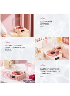 XiuWoo Wireless Vintage Wave Vinyl Record Player Style Bluetooth Speaker, Portable CD Player That Looks like a Record Player, with Ambient Lights,Pink  - Image 3