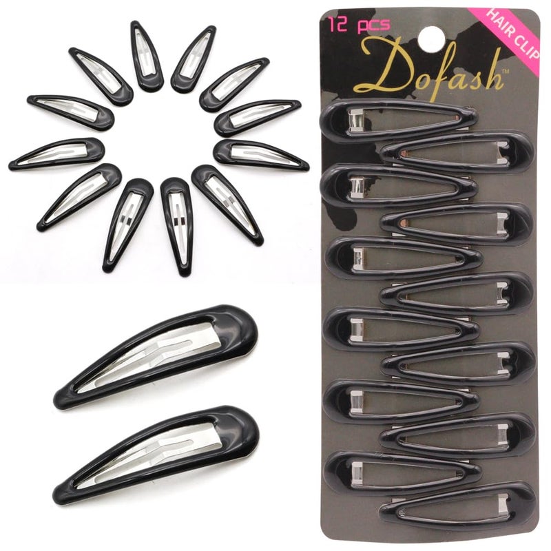 Dofash 5CM2IN Epoxy Snap Hair Clips for Women Snap Clips for Hair Barrettes Hair Grips Hair Accessories 12 CountBlack Amber