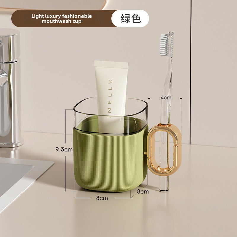 Elegant Transparent Mouthwash Cups for Couples Type C- Green 