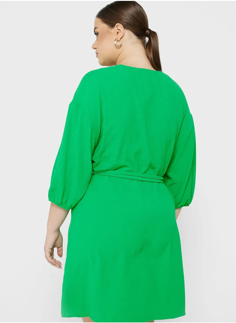 Vero Moda Curve V-Neck Tie Detail Dress