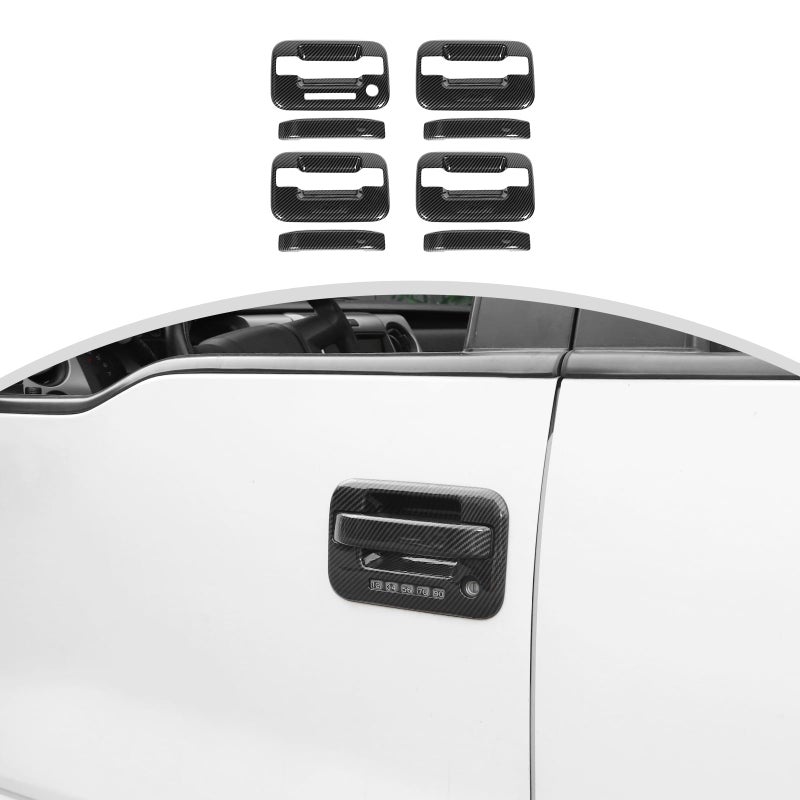 CheroCar Carbon Fiber Door Handle Cover Trim Kit Compatibility with Ford F150 Raptor 2009 2010 2011 2012 2013 2014 8PC Exterior Door Handle Decorative Accessories - Image 2