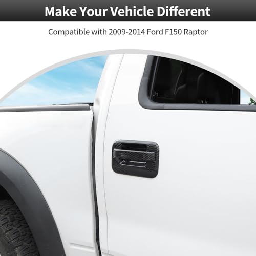 CheroCar Carbon Fiber Door Handle Cover Trim Kit Compatibility with Ford F150 Raptor 2009 2010 2011 2012 2013 2014 8PC Exterior Door Handle Decorative Accessories - Image 3