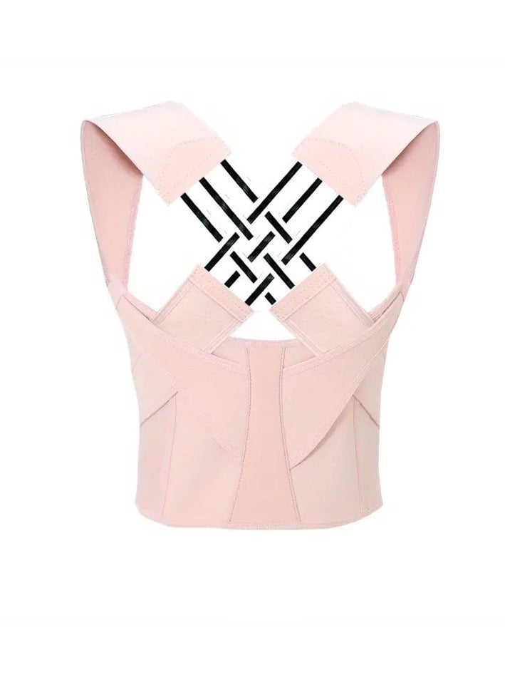 MJZ Back Straightener Posture Corrector, Adjustable Shoulder Posture Brace, Back Straightener Posture Belt, Back Posture Belt Used for Middle and Upper Spine for Women and Men Posture Support Pink  - Image 1