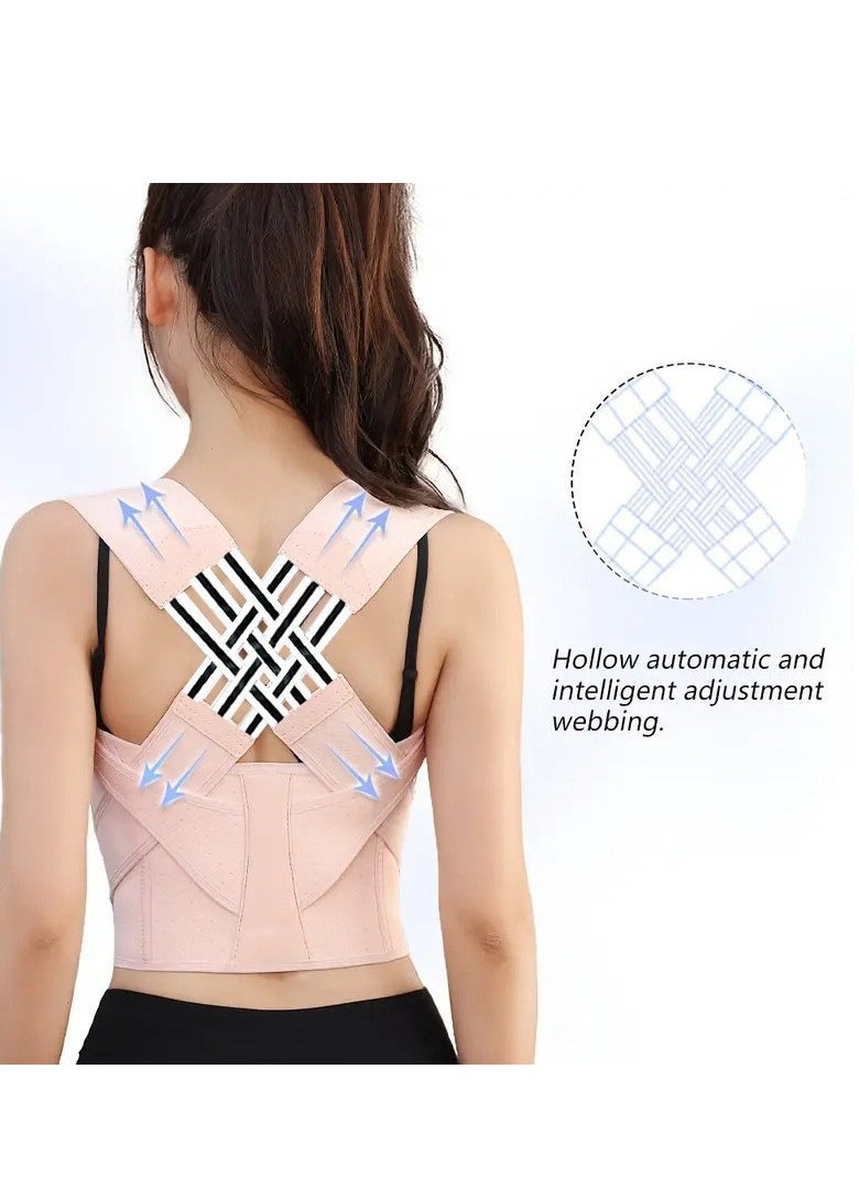 MJZ Back Straightener Posture Corrector, Adjustable Shoulder Posture Brace, Back Straightener Posture Belt, Back Posture Belt Used for Middle and Upper Spine for Women and Men Posture Support Pink  - Image 2