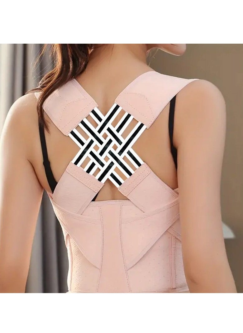 MJZ Back Straightener Posture Corrector, Adjustable Shoulder Posture Brace, Back Straightener Posture Belt, Back Posture Belt Used for Middle and Upper Spine for Women and Men Posture Support Pink  - Image 3