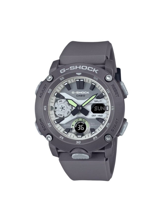 كاسيو ساعة كاسيو جي-شوك GA-2000HD-8ADR للرجال بعرض تناظري ورقمي، هيكل Carbon Core Guard، مقاومة للصدمات، مقاومة للماء حتى 200 متر، سوار راتينج رمادي - Image 1