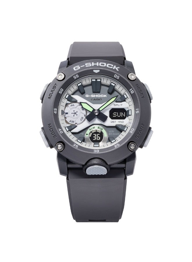 كاسيو ساعة كاسيو جي-شوك GA-2000HD-8ADR للرجال بعرض تناظري ورقمي، هيكل Carbon Core Guard، مقاومة للصدمات، مقاومة للماء حتى 200 متر، سوار راتينج رمادي - Image 2