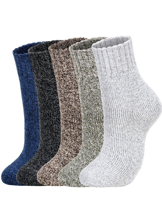 5 Pairs Wool Socks - Warm Wool Socks For Women/Men, Super Soft Crew Socks Boot Socks, Thick Knit Cozy Socks - Image 5