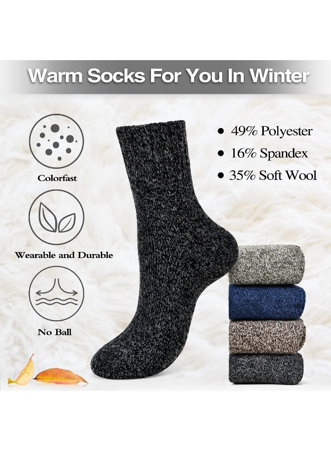 5 Pairs Wool Socks - Warm Wool Socks For Women/Men, Super Soft Crew Socks Boot Socks, Thick Knit Cozy Socks - Image 2