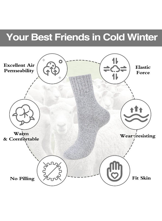5 Pairs Wool Socks - Warm Wool Socks For Women/Men, Super Soft Crew Socks Boot Socks, Thick Knit Cozy Socks - Image 1