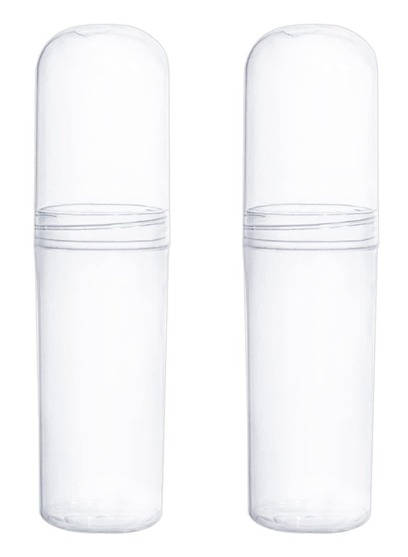 Travel Toothbrush Case 2 Pack, Plastic Portable Toothbrush Holder Toothbrush Toothpaste Storage Box for Travel Camping Business - Clear White - Image 1