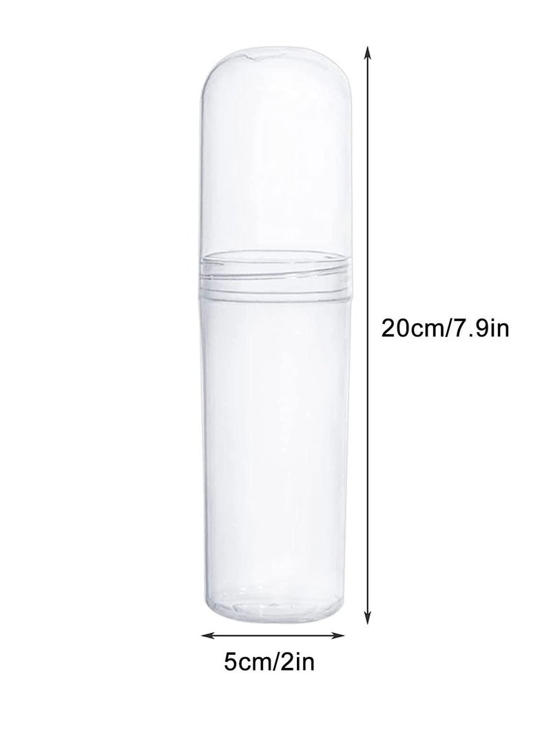 Travel Toothbrush Case 2 Pack, Plastic Portable Toothbrush Holder Toothbrush Toothpaste Storage Box for Travel Camping Business - Clear White - Image 2