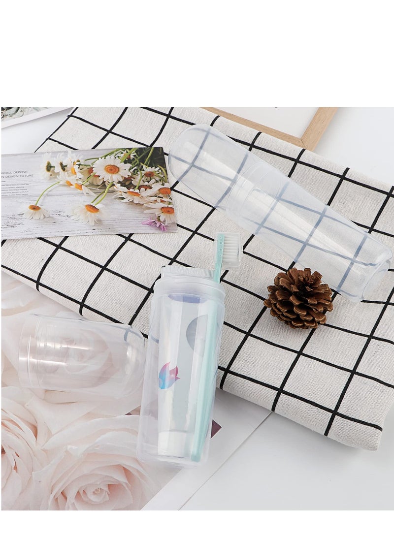 Travel Toothbrush Case 2 Pack, Plastic Portable Toothbrush Holder Toothbrush Toothpaste Storage Box for Travel Camping Business - Clear White - Image 3