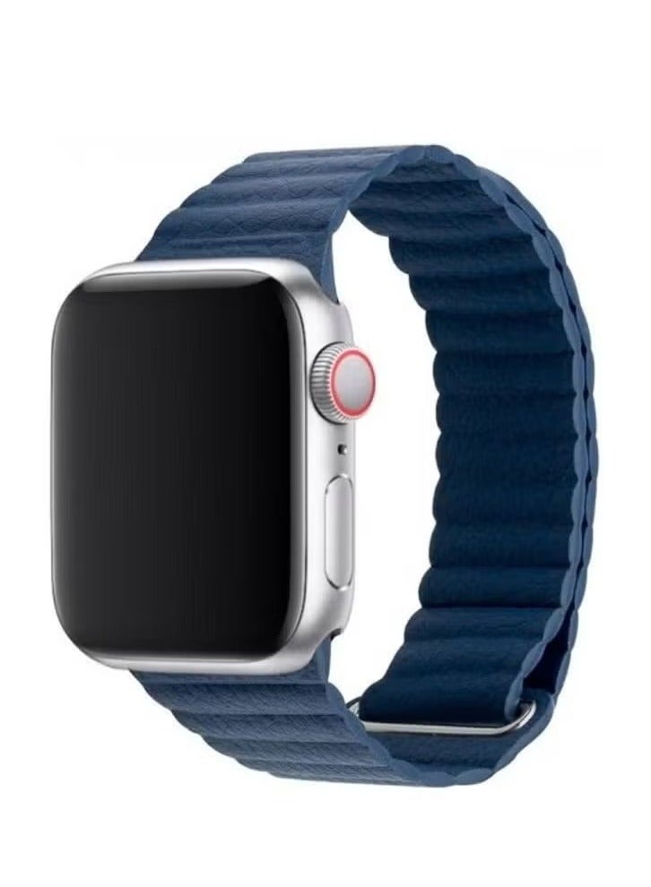 vesus Apple Watch Band 42mm/44mm/45mm Leather Loop Watch Strap Compatible with iWatch Series Ultra/8/7/SE/6/5/4/3/2/1 Dark Blue