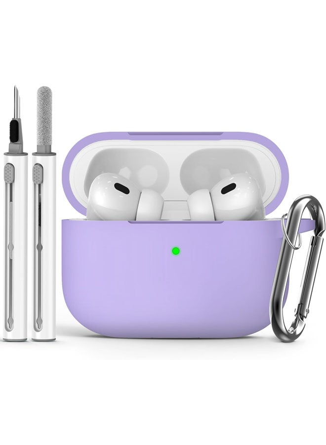 SJet Soft Silicone Protective Case Cover for AirPods Pro 3 2025 with Cleaner Kit and Keychain(Purple) - Image 1