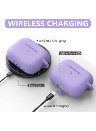 Soft Silicone Protective Case Cover for AirPods Pro 3 2025 with Cleaner Kit and Keychain(Purple) - view 5