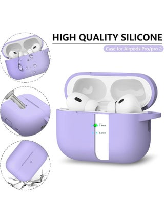 Soft Silicone Protective Case Cover for AirPods Pro 3 2025 with Cleaner Kit and Keychain(Purple) - view 4