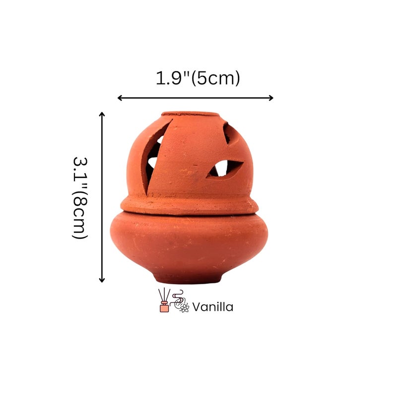 NATRIEL Aroma Soy Wax Scented Candle 10 Cm 393 Terracotta Diwali Decoration Premium Organic Wax Diya Smokeless Lamp with Portable Cap Burning time 9 Hours Vanila - Image 2