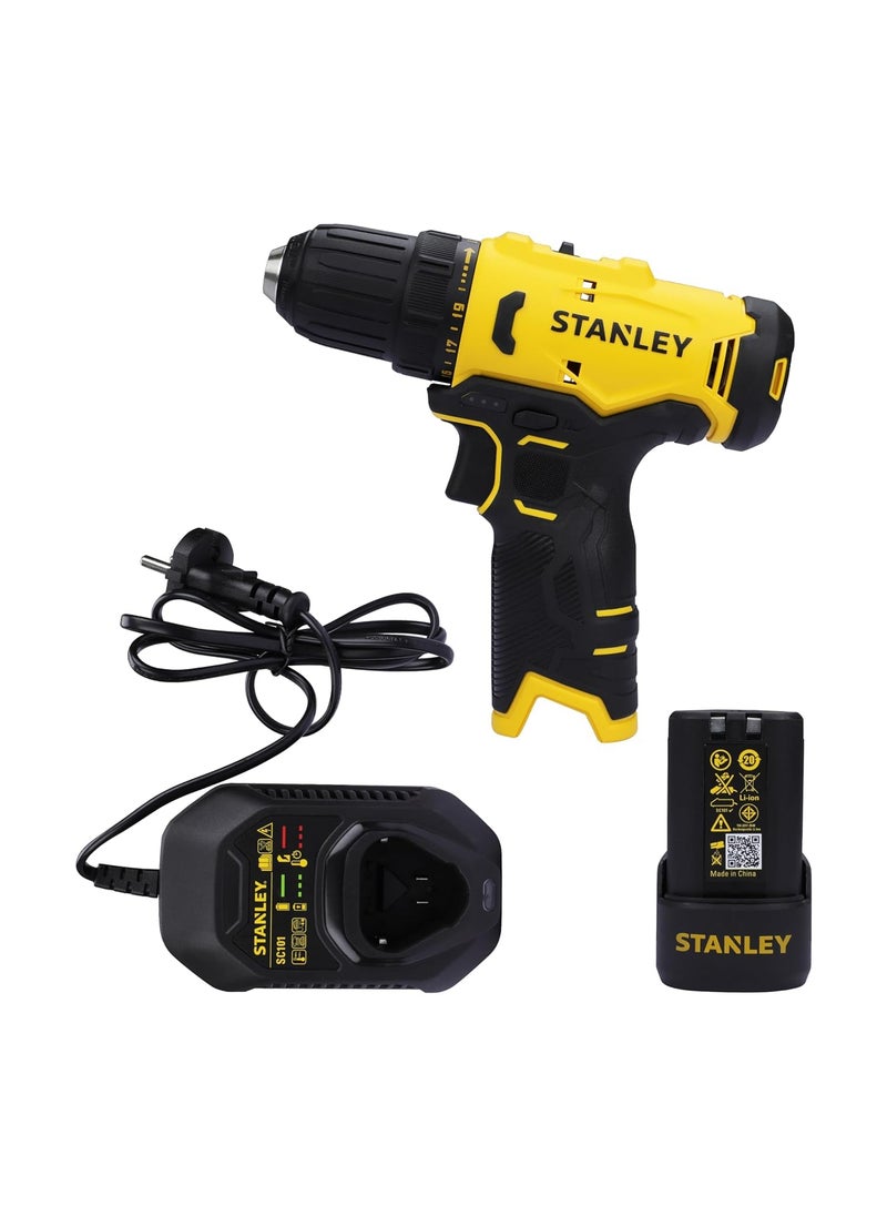Stanley STANLEY SCD10D1IN Brushed Cordless Drill DriverProfessional Grade 12V 1500 RPM 30 Nm 10 mm Chuck 13 kg 1x2Ah Battery 15A SC101 Charger Battery Charge Status LED Indicator 1 Year Warranty  - Image 4