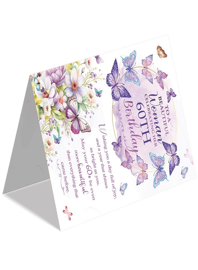 Beixian 60th Birthday Card, 60th Birthday Decorations for Women, Happy 60 Year Old Bday Gifts for Mom-8x5.3 Inches, Double-Sided - Image 5