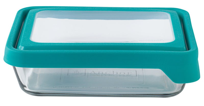 Anchor Hocking TrueSeal Glass Food Storage Container with Lid Teal 6 Cup