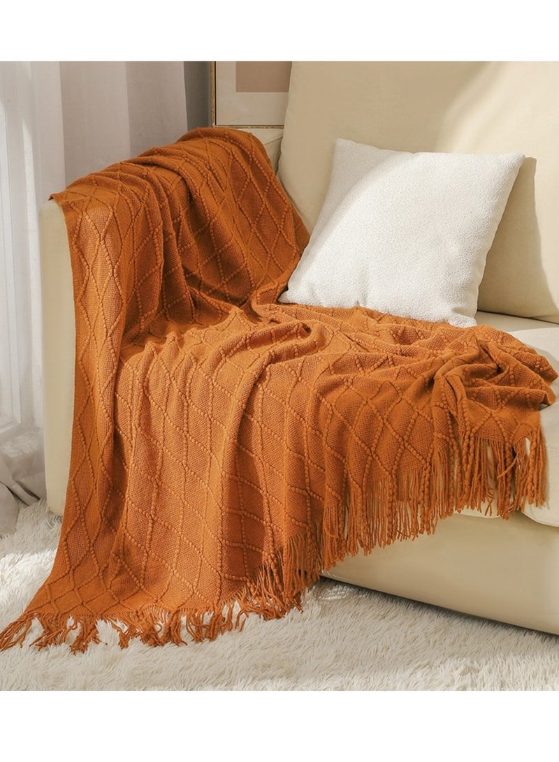 إسكدنيا شرابة تصميم محبوك بطانية لينة للحفاظ على الحارة الكراميل - Image 1