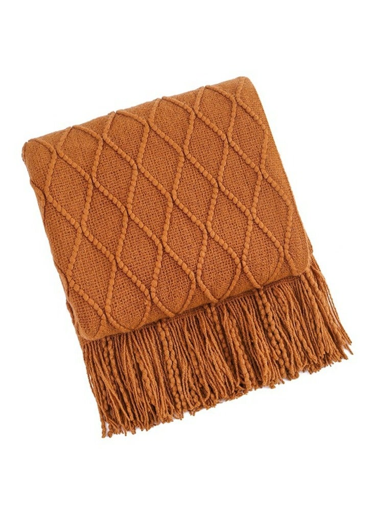 إسكدنيا شرابة تصميم محبوك بطانية لينة للحفاظ على الحارة الكراميل - Image 3