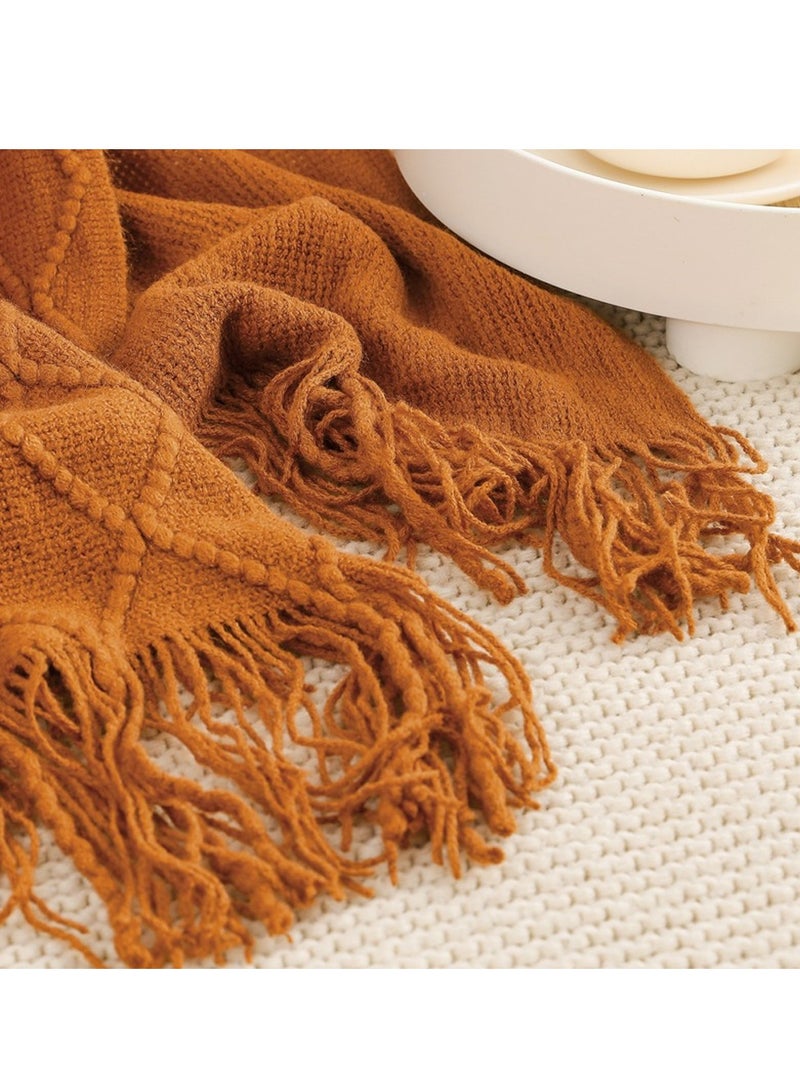 إسكدنيا شرابة تصميم محبوك بطانية لينة للحفاظ على الحارة الكراميل - Image 2