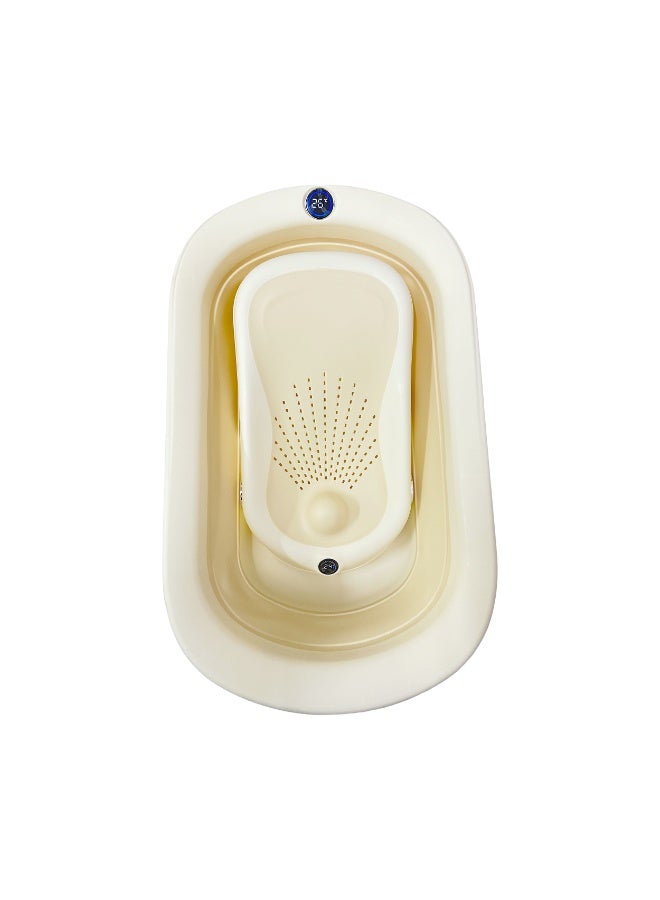 RENOVO Foldable Baby Bath Tub with Anti-Slip Foldable Bath Stand Built-in Thermometer Collapsible & Portable Suitable for Newborns to Toddlers 0-3 Years - Image 4