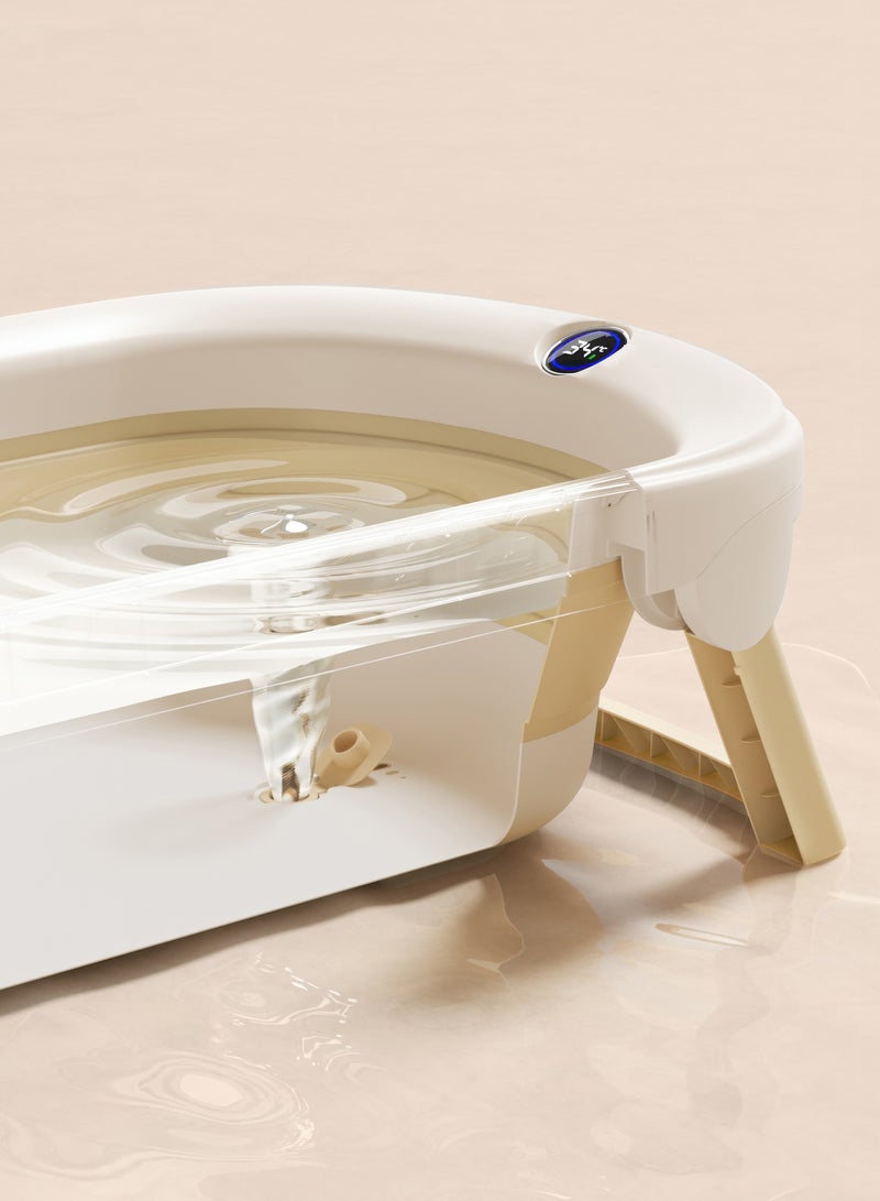 RENOVO Foldable Baby Bath Tub with Anti-Slip Foldable Bath Stand Built-in Thermometer Collapsible & Portable Suitable for Newborns to Toddlers 0-3 Years - Image 5