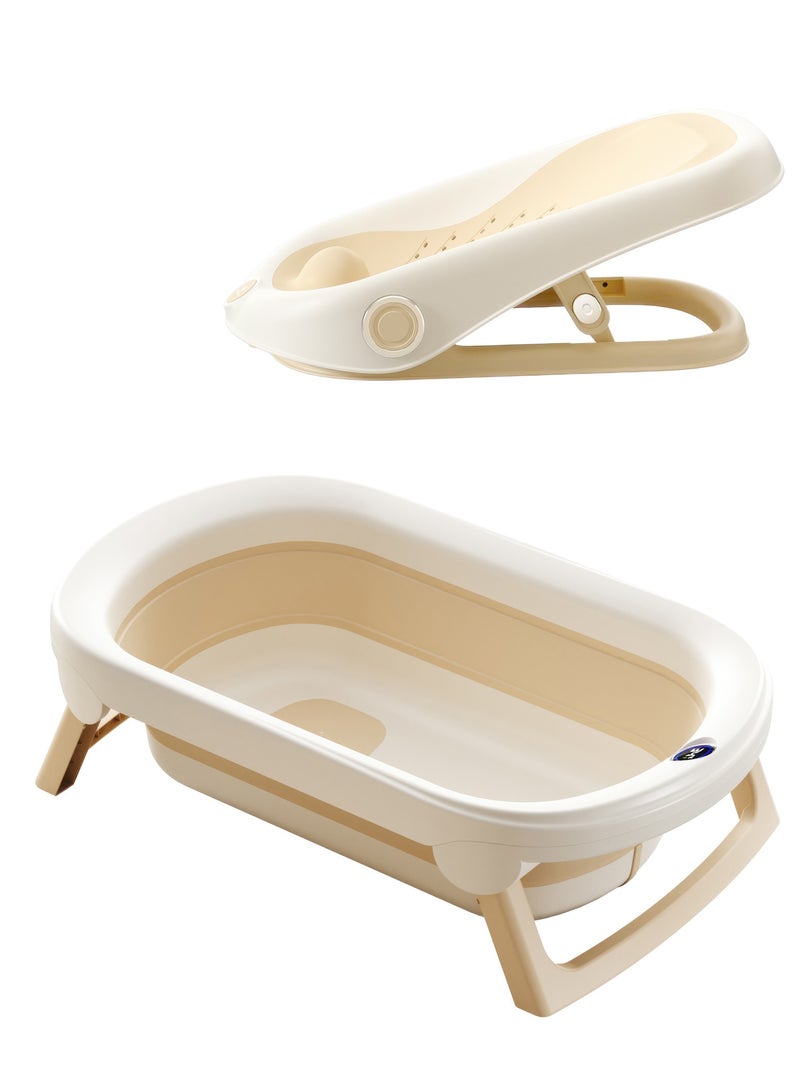 RENOVO Foldable Baby Bath Tub with Anti-Slip Foldable Bath Stand Built-in Thermometer Collapsible & Portable Suitable for Newborns to Toddlers 0-3 Years - Image 2