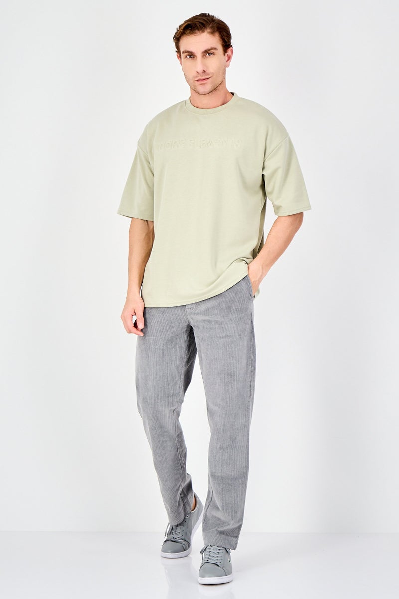 Core Elements Men Crew Neck Short Sleeve Brand Logo T-Shirt, Light Sage - Image 4