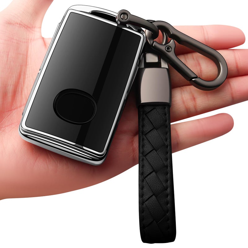 Sindeda for Mazda Key Fob Cover with Keychain Key Case Key Shell 360 Degree Full Protection Compatible with 2019-2025 Mazda 3, Mazda 3 Hatchback, 2020-2025 Mazda CX-5, CX-30, CX-9 Silver - Image 1