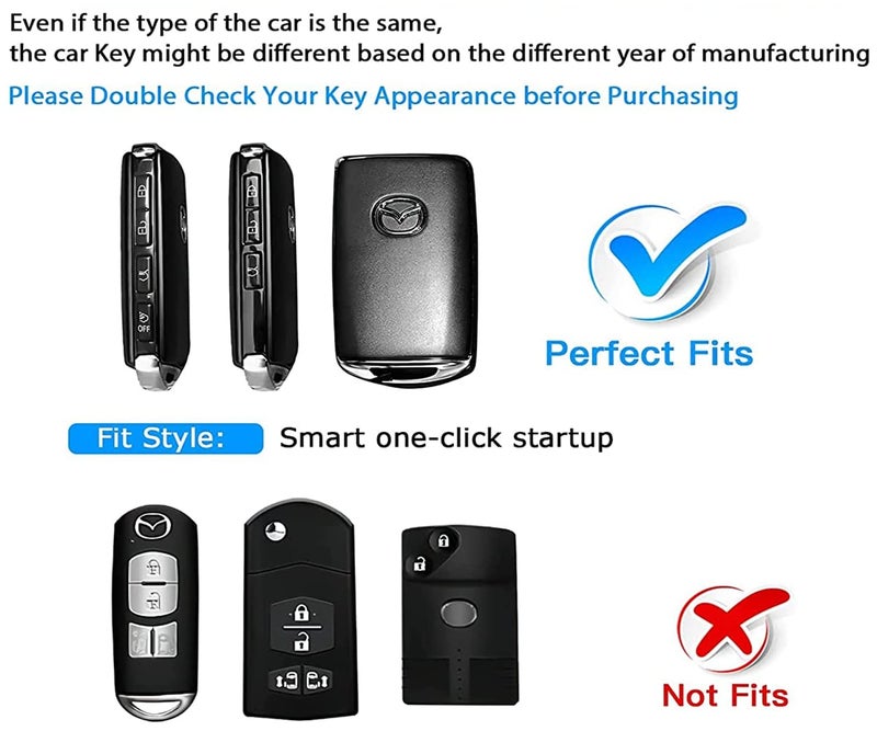 Sindeda for Mazda Key Fob Cover with Keychain Key Case Key Shell 360 Degree Full Protection Compatible with 2019-2025 Mazda 3, Mazda 3 Hatchback, 2020-2025 Mazda CX-5, CX-30, CX-9 Silver - Image 2