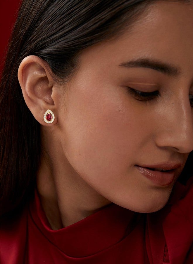 مينوتيا أقراط مينوتيا المطلية بالذهب بتصميم عصري للنساء والفتيات | أقراط على شكل قلب | مجوهرات أنيقة MNT0472RD_G - Image 4