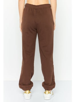 NIA Women Regular Fit Drawstring Plain Sweatpants, Brown  - Image 3