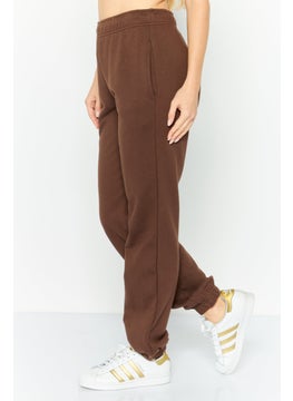 NIA Women Regular Fit Drawstring Plain Sweatpants, Brown  - Image 4