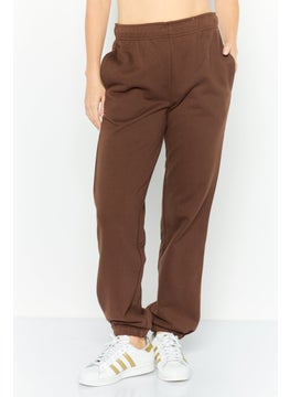 NIA Women Regular Fit Drawstring Plain Sweatpants, Brown  - Image 1