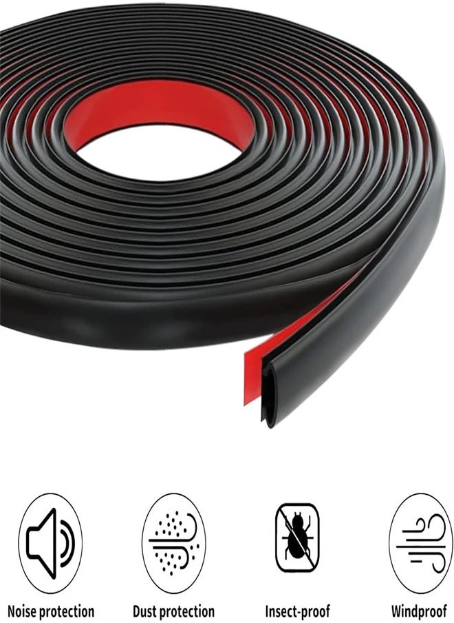 Generic - Rubber Door Weather Stripping Door Seal Strip, Self-Adhesive Backing D-Shape Door Weatherstripping Frame Soundproof Door Seal Strip Weatherstripping Window Insulation, 10M/32 Feet - Image 1