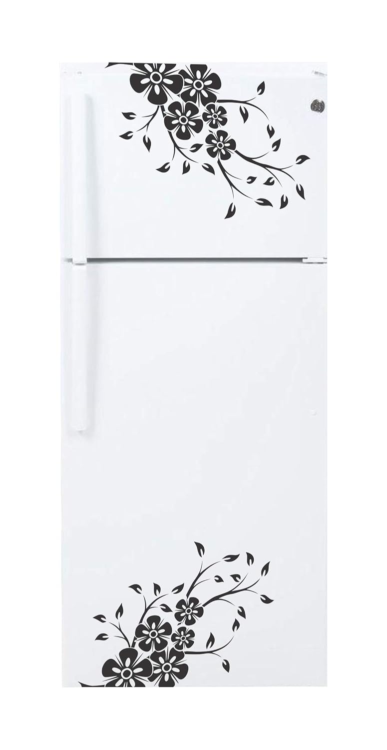 DecorVilla Decor Villa Flowers Fridge Sticker Wall Sticker PVC VinylSize 55 cm x 58 cm - Image 1