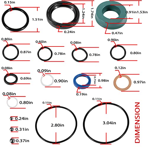 sevencow 328.12160 Floor Jack Seal Kit for Craftsman 2 Ton Floor Jack Replacement Part for Repairs,Seal Replacement Kit (21pcs) - Image 5