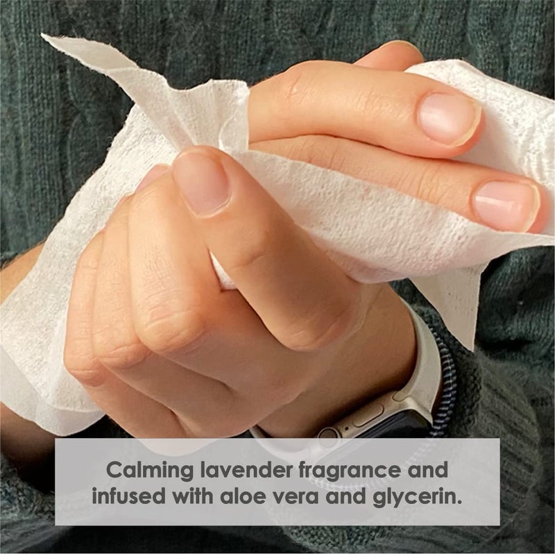 NEATSHEETS NEATwipes Hand Sanitizing Wipes | Travel Size | Disposable Wet Wipe & Planet Friendly | Lavender Essential Oil & Soothing Aloe | 24 Individually Wrapped Wipes per Package - Image 4